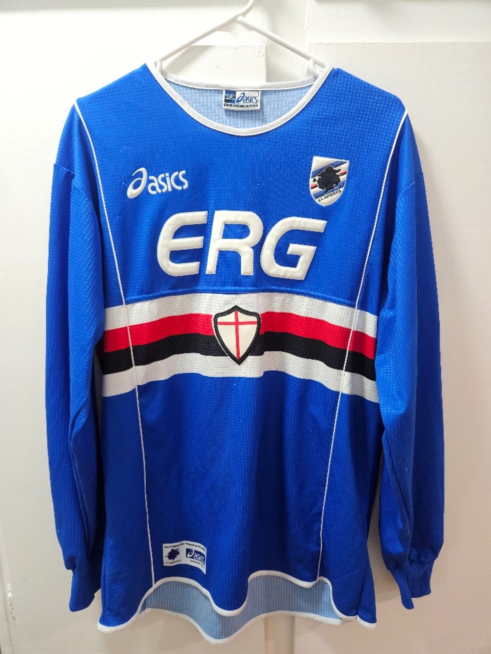 Vintage UC Sampdoria 2002-2003 Long Sleeve Home Jersey - Asics - Size XL